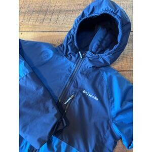 Columbia Omni-Heat Boys Blue Puffer Winter Jacket Hooded Pockets Size L 14/16